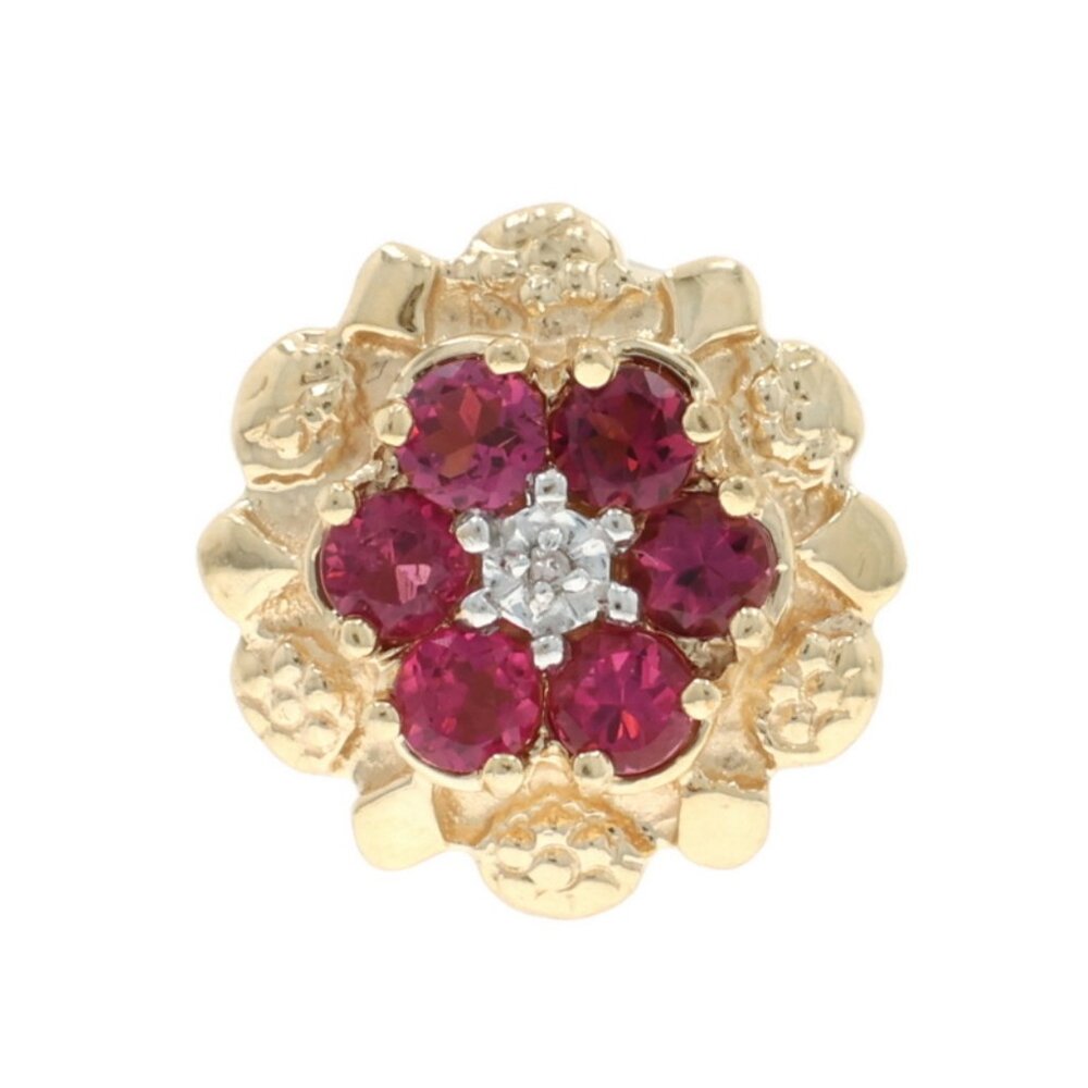 Richard Klein Pink Tourmaline Diamond Slide Charm Yellow Gold 14k Flower